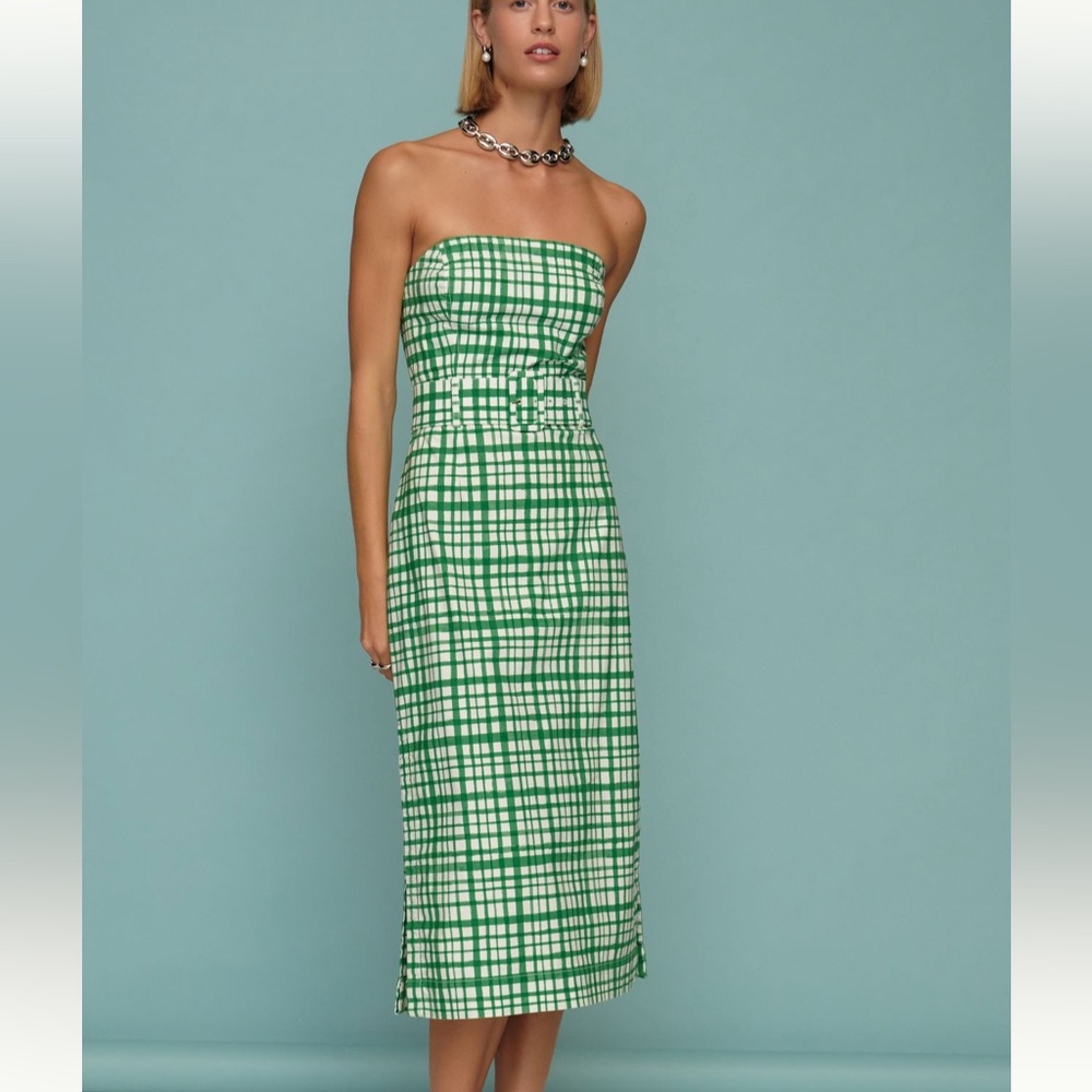 Maeve Strapless Belted Midi Dress Size Medium